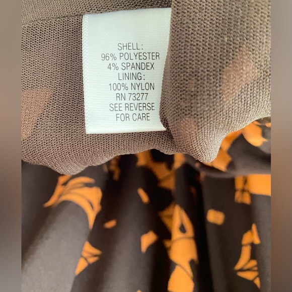 APT.9 Brown orange floral Round Neck Short Sleeve Knee Length pull on Dress.S/M - Picture 6 of 8